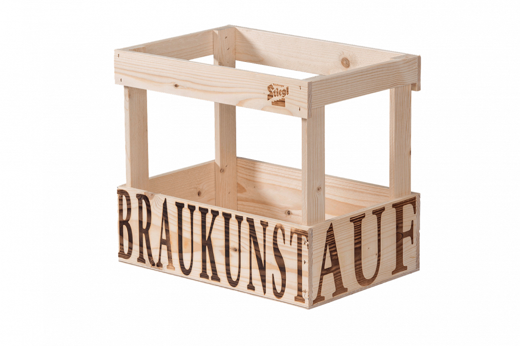 Spruce beer crate with fire print