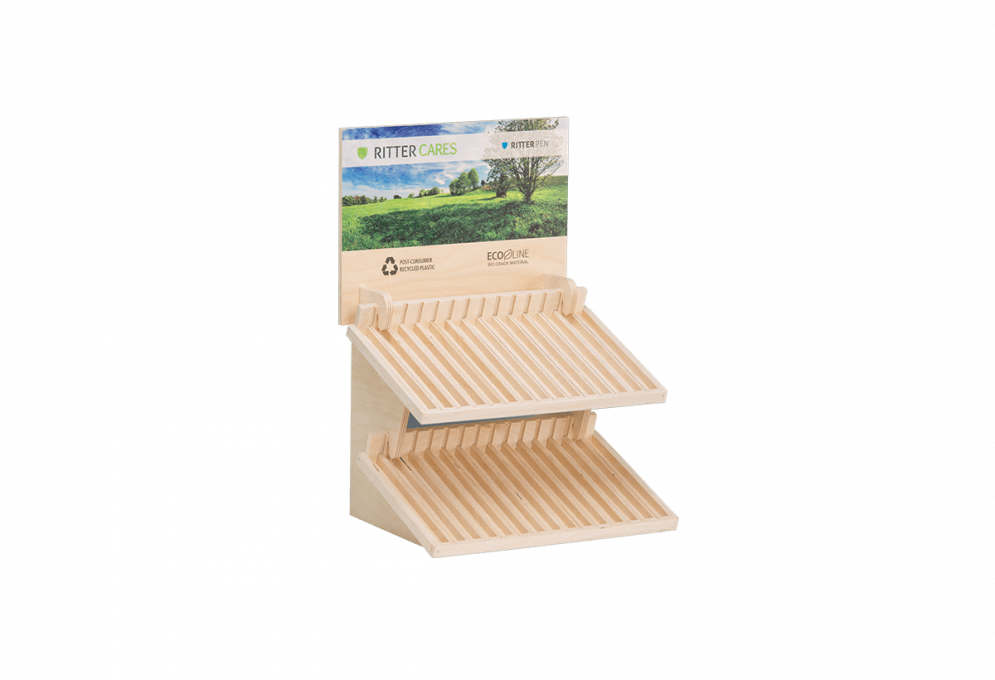 POS display with two tiers and digital printing, dismountable display