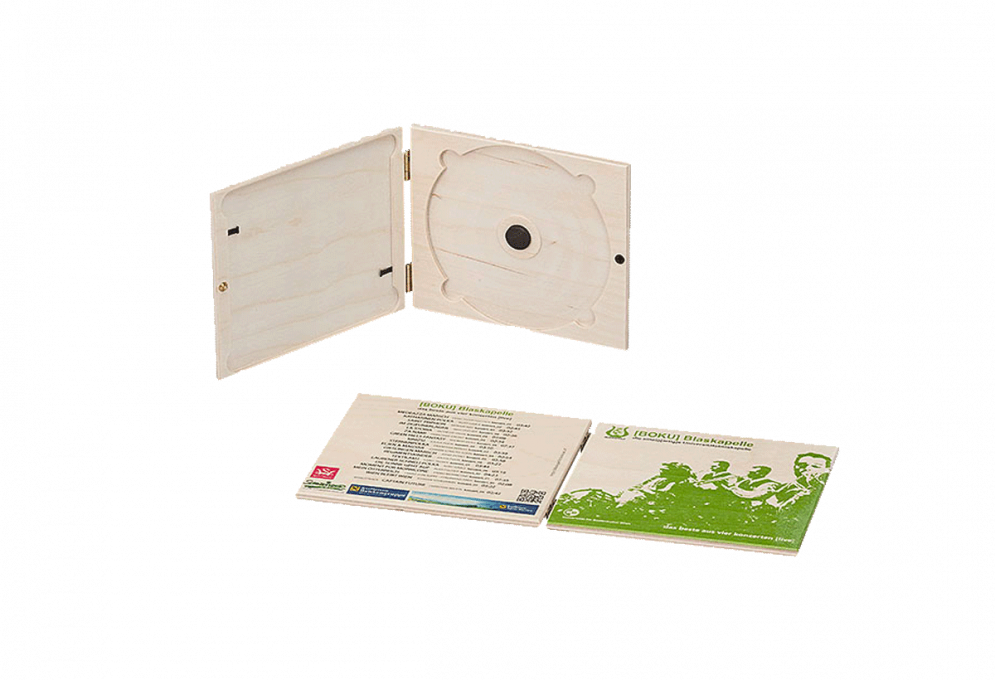 CD Packaging aus Birkensperrholz mit Digitaldruck