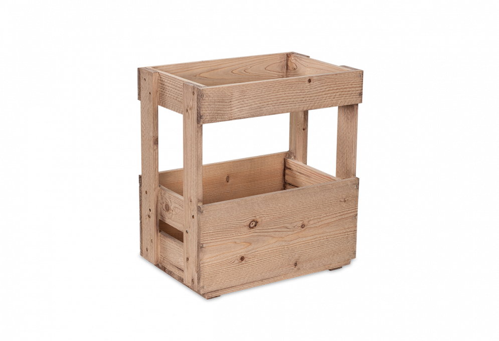 Rustic slatted crate for six bottles