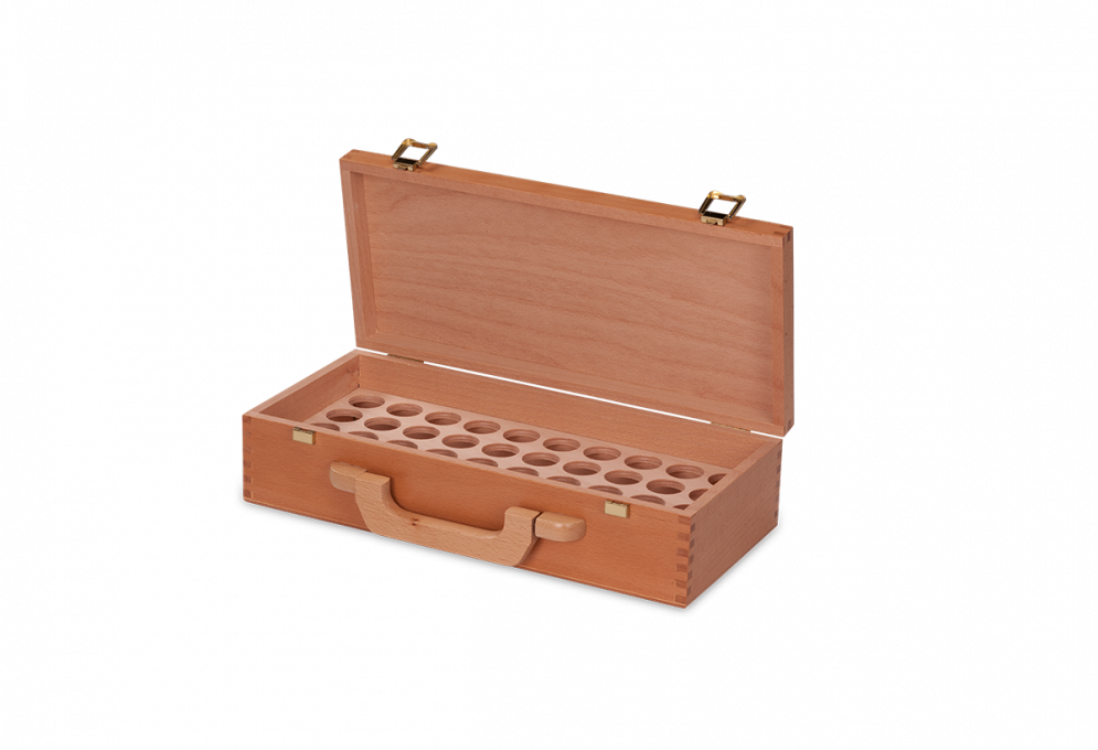 Holzkoffer mit Einsatz für ätherische Öle