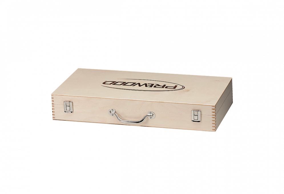 Holzkoffer mit Metallgriff und Metallverschluss