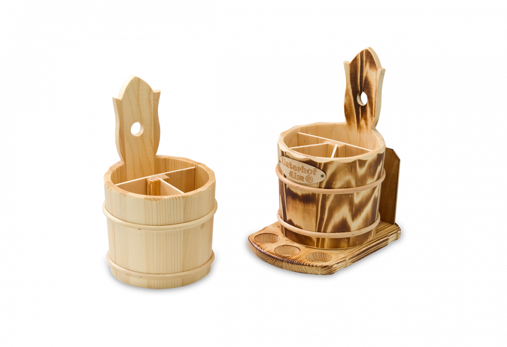 aus Fichte in natur oder geflammter Ausführung, mit Einsatz und Bodenplatte