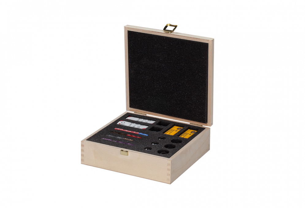 Tool box with small parts foam insert made of birch