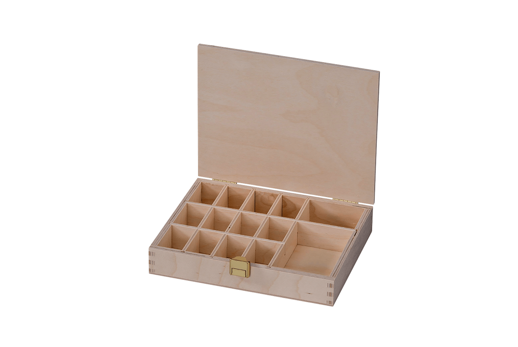 Gewürzbox aus Birkensperrholz mit Flachdeckel, gezinkt vom Produzent Scheffauer Holzwaren