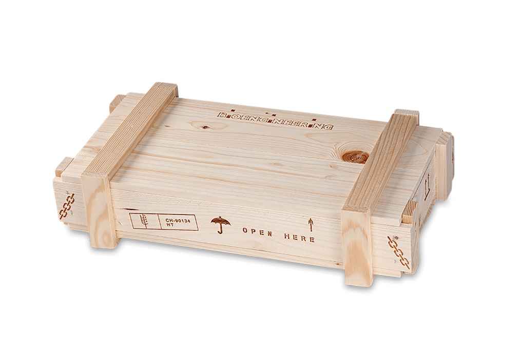 Geschenkbox Frachtkiste mit Zierleisten und Branddruck von Scheffauer-Holzwaren