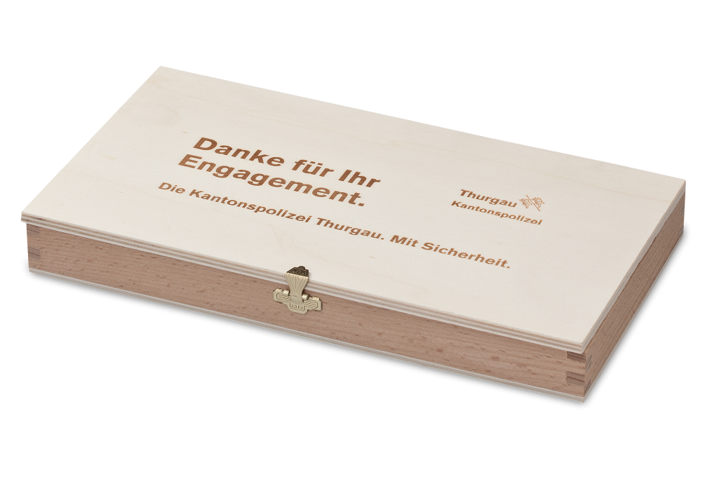 Schokibox aus Buchen-Pappelsperrholz mit Branddruck