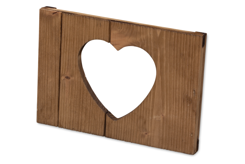Holzbilderrahmen gebeizt mit Herzfräsung