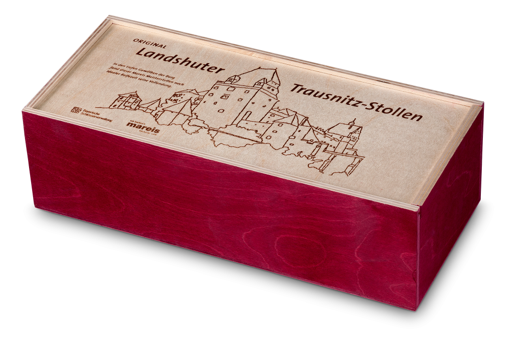 Stollen Holzkiste aus Birkensperrholz bordeauxrot gebeizt