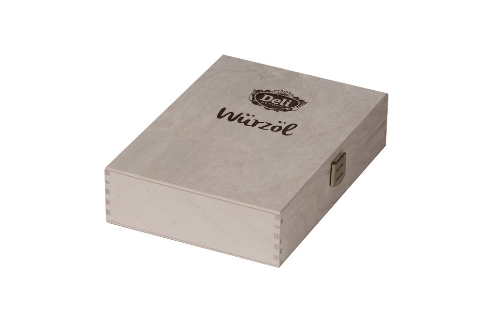 Holzkassette mit Branddruck