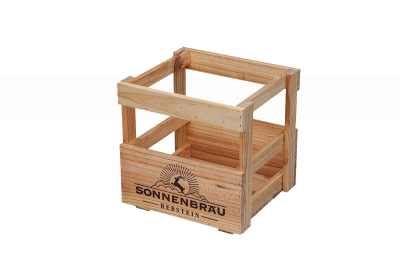 Beer crate for 9 bottles, pine, oiled with fire print refinement