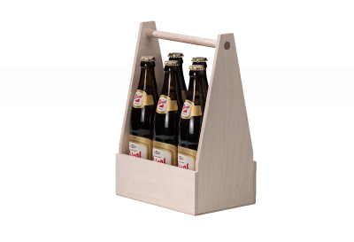 Beer crate for six bottles made of birch plywood