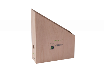 Stehsammler aus Holz mit Siebdruck