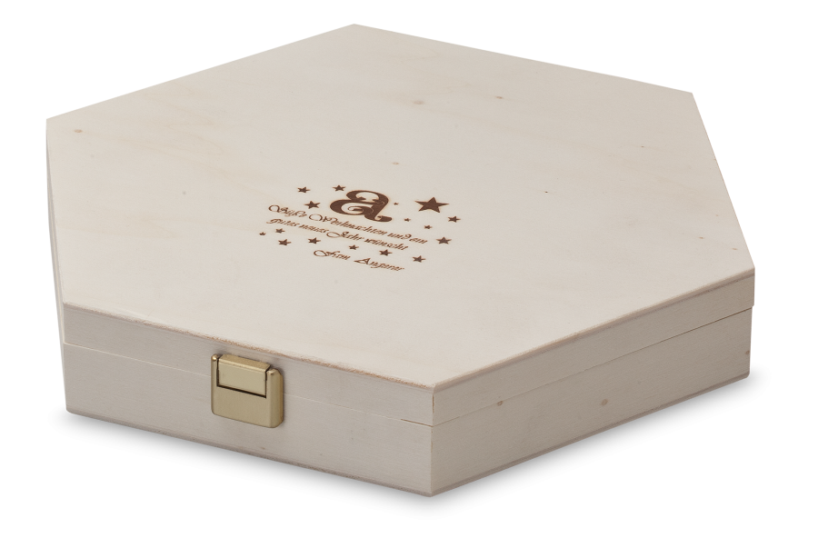 Sechseckkiste für Torten aus Pappelsperrholz