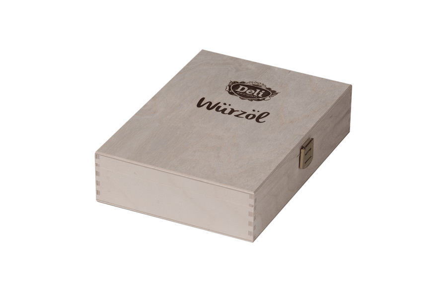 Holzkassette mit Branddruck